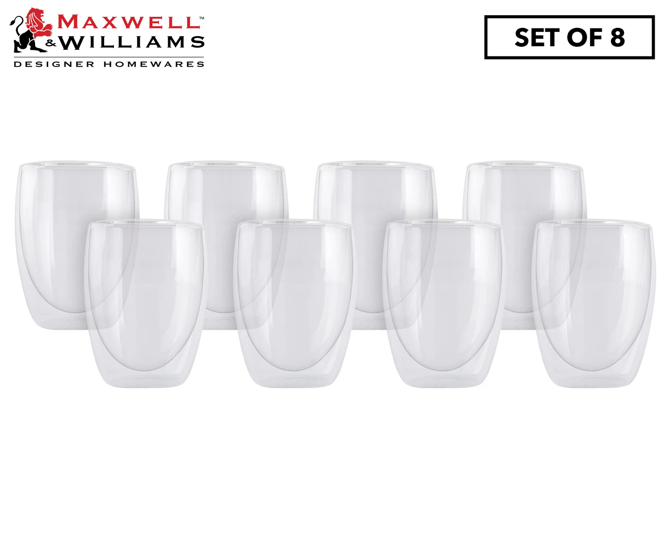 Set of 8 Maxwell & Williams 350mL Blend Double Wall Cups