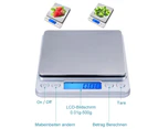 Digital kitchen scale with USB charging, digital scale 0.1g / 3kg, electronic fine scale, PSC / tare function / LCD display