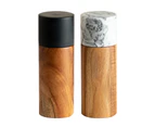 Salt and pepper grinder set, stainless steel manual pepper grinder, adjustable thickness - White marble