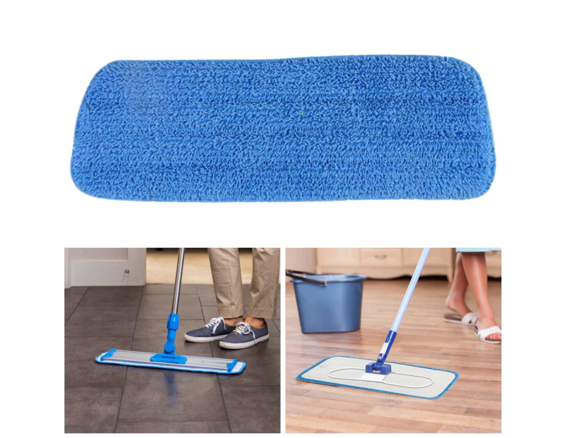 5Pcs Flat Base Washable Cleaning Mop Heads Polyester Strong Water Absorption Mop Replacement Cloth Office Supply - Blue