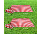 Foldable Waterproof Picnic Blanket for Outdoors with Luxury PU Leather Carrier, Large 3 Layered Picnic Rug Picnic Mat - Red