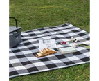 Foldable Waterproof Picnic Blanket for Outdoors with Luxury PU Leather Carrier, Large 3 Layered Picnic Rug Picnic Mat - Black