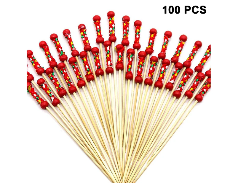 100pcs Cocktail Toothpicks Cocktail Picks Handmade Natural Bamboo Cocktail Sticks Eco-Friendly Appetizer Skewers