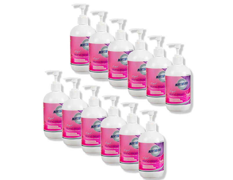12PK Northfork 500ml Liquid Hand Wash Cleaner Care Gentle pH Neutral Soap w/Pump