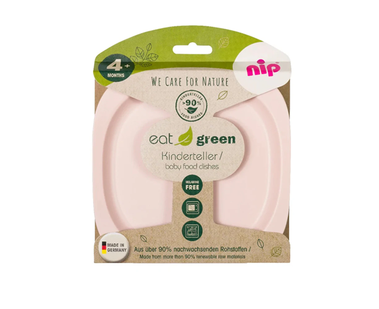 2pc Nip Eat Green Kinderteller BPA/PVC Free Infant/Baby Food Plate/Dish Pink 4m+