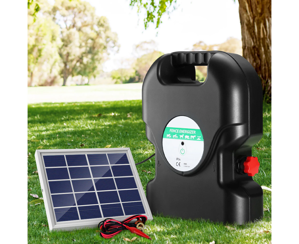 Giantz Fence Energiser 20KM Solar Powered 1.2J Electric