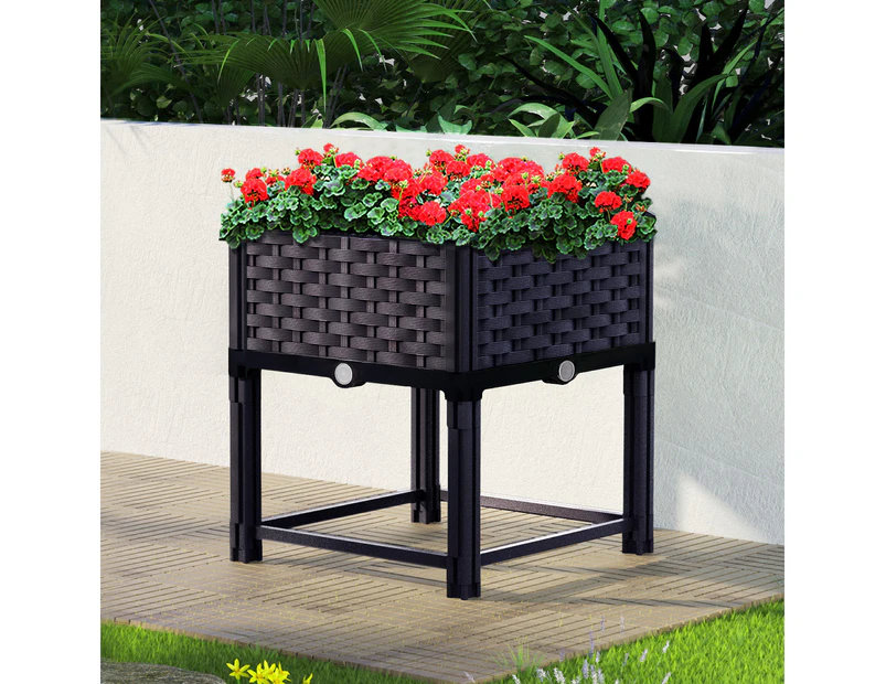 Green Fingers Garden Bed 40x40x23cm PP Planter Box Raised Container Growing Herb