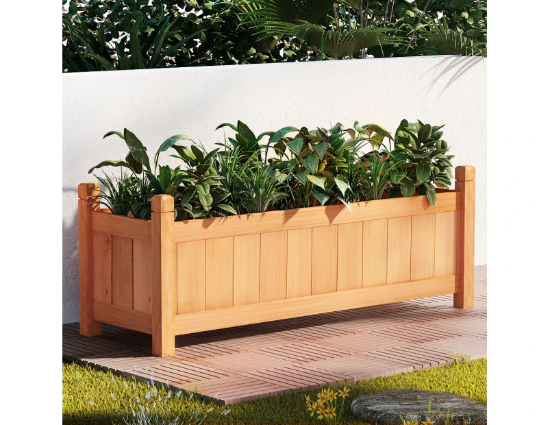 Green Fingers Garden Bed 90x30x33cm Wooden Planter Box Raised Container Growing