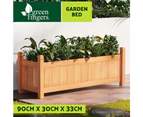 Green Fingers Garden Bed 90x30x33cm Wooden Planter Box Raised Container Growing