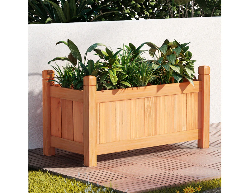 Green Fingers Garden Bed 60x30x33cm Wooden Planter Box Raised Container Growing