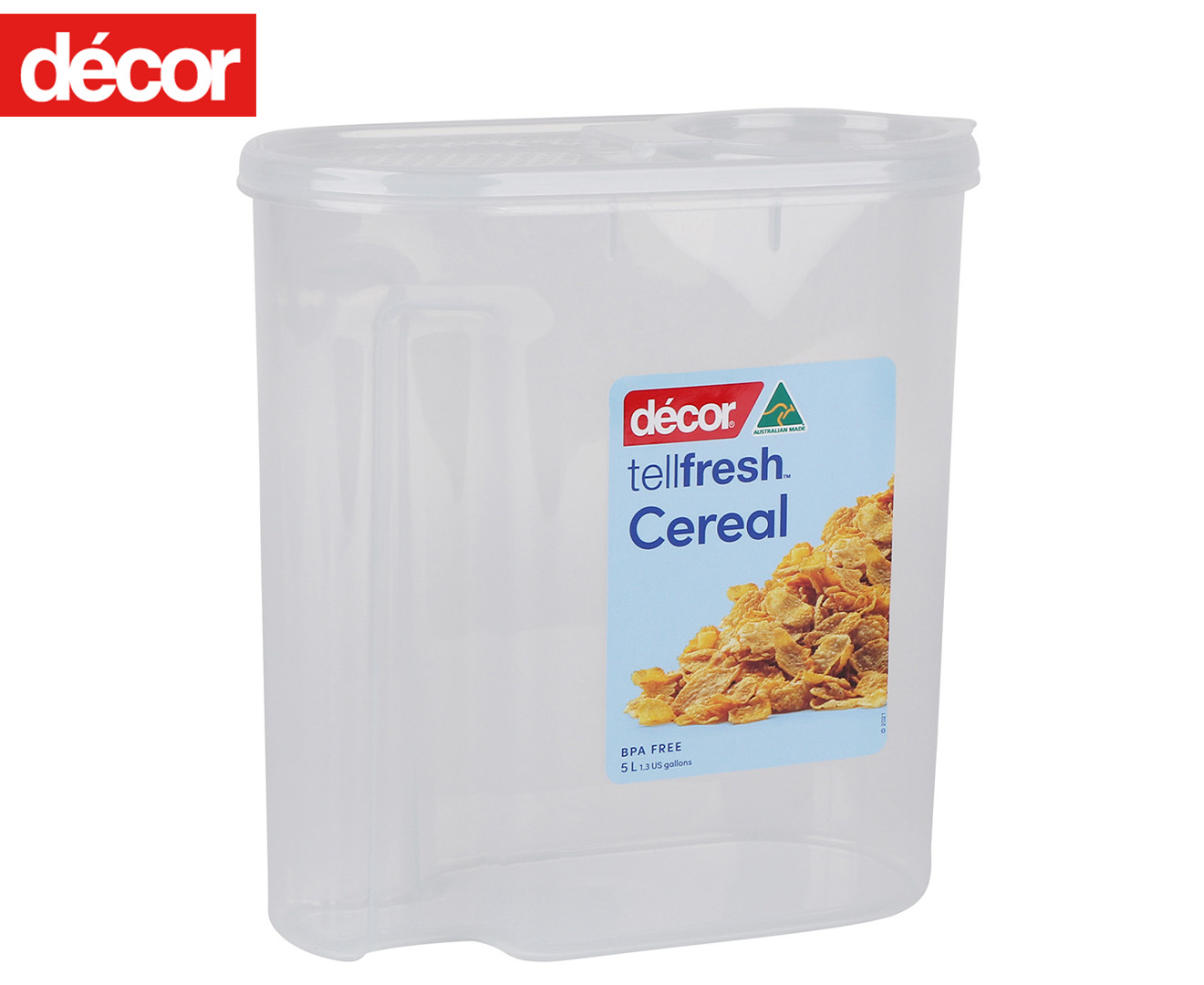 Decor Tellfresh Cereal Container, 3L, Clear