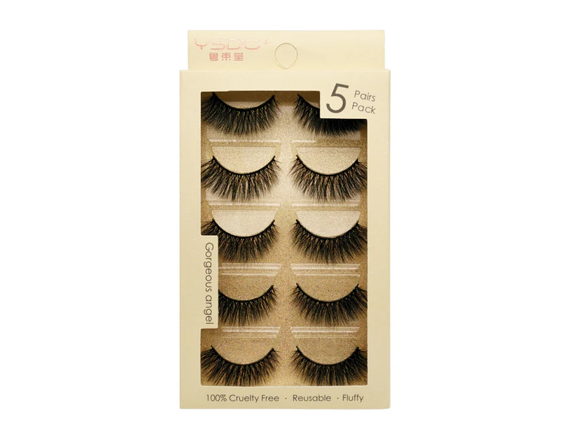 5 Pairs Fake Eyelash Delicate Three Dimensional Slender Handmade Mink Hair Eye Lash for Women