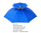 Double Hat Umbrella Convenient Open Ventilation Rainproof Oxford Cloth Fishing Golf Umbrella Hat for Outdoor Activities-Dark Blue