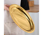 Dinner Plate Durable Multi-function Stainless Steel Round Home Deepening Fish Plate for Canteen-Golden B