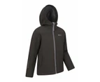 Mountain Warehouse Kids Softshell Jacket Hooded Fleece Lined Boys Girls Coat - Black