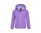 Mountain Warehouse Kids Softshell Jacket Hooded Fleece Lined Boys Girls Coat - Light Purple