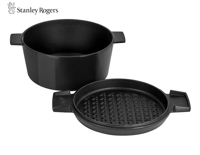 Stanley Rogers Cast Iron French Oven Grill Duo 6.5L - Onyx