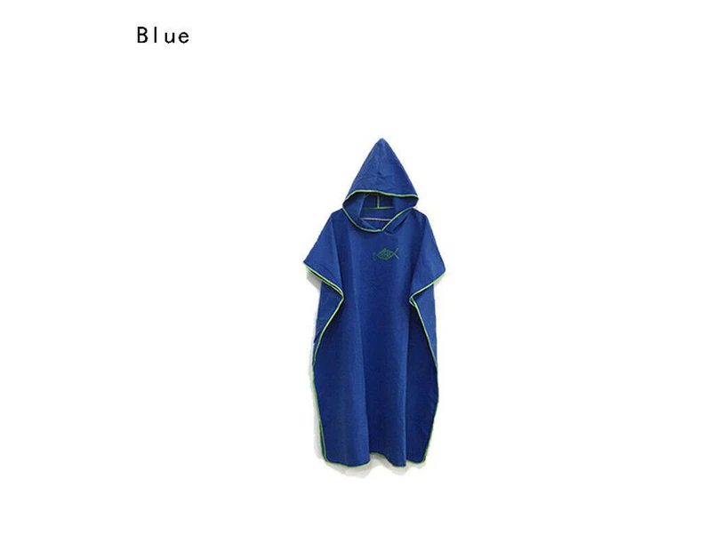 Hooded Quick Dry Beach Towel Changing Robe - Unisex - Blue