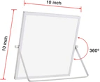 Small Dry Erase White Board, Magnetic Desktop Whiteboard 10" x 10" with Stand, Portable Double-Sided White Board Easel for Kids Students Drawing Teaching
