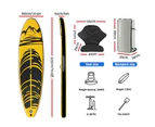 Weisshorn Stand Up Paddle Board 10.6ft Inflatable SUP Surfboard Paddleboard Kayak Surf Yellow