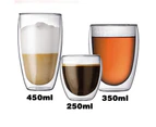 New 1/4/6Pcs Double Wall Shot Glass Double Wall Espresso Coffee Cup 80ml /250ML/350ML/450ML