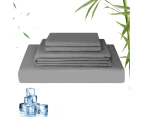 Linenova Bamboo Cooling Sheet Set Ultra Soft Breathable 2000TC Bed Sheets Set for Summer Hot Sleeper-Dark Grey