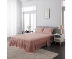 Linenova Bamboo Cooling Sheet Set Ultra Soft Breathable 2000TC Bed Sheets Set for Summer Hot Sleeper-Dusty pink