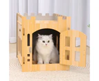 Cat House Rabbit Hutch Pet Scratcher Indoor Bunny Cage Kitten Castle Condo Cave Guinea Pig MDF Collapsible with Lockable Door