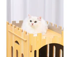 Cat House Rabbit Hutch Pet Scratcher Indoor Bunny Cage Kitten Castle Condo Cave Guinea Pig MDF Collapsible with Lockable Door