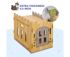 Cat House Rabbit Hutch Pet Scratcher Indoor Bunny Cage Kitten Castle Condo Cave Guinea Pig MDF Collapsible with Lockable Door