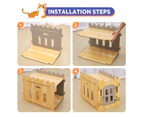 Cat House Rabbit Hutch Pet Scratcher Indoor Bunny Cage Kitten Castle Condo Cave Guinea Pig MDF Collapsible with Lockable Door