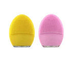Sonic Facial Cleansing Brush, Soft Silicone Waterproof Face Cleanser for Skin Exfoliation, Deep Cleansing, Anti Aging - Yellow & Pink - 2pack