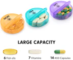 Daily Pill Organizer Weekly AM/PM Pill Box Round Medicine Organizer Vitamin Organizer for Vitamin Fish Oils Supplement