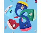 2PCS Cute Baby Bibs Waterproof Silicone Bib Infant Toddler Feeding Saliva Towel Cartoon Adjustable Children Apron with Pocket A112