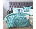 Park Avenue Medallion Cotton Vintage Washed Tufted Quilt Cover Set - Aqua