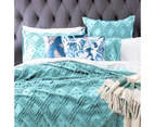 Park Avenue Medallion Cotton Vintage Washed Tufted Quilt Cover Set - Aqua