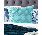 Park Avenue Medallion Cotton Vintage Washed Tufted Quilt Cover Set - Aqua