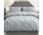 Giselle Bedding Quilt Cover Set Diamond Pinch Grey King