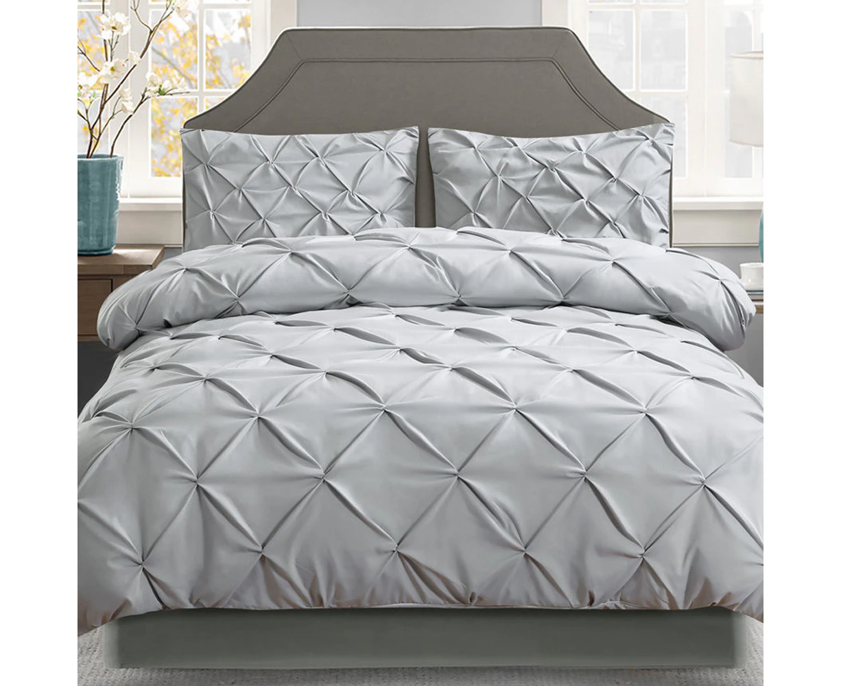 Giselle Bedding Quilt Cover Set Diamond Grey Super King