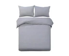 Pintuck Pinch Pleated Bedding Quilt Cover Doona Duvet Set 3Pcs King Size Grey
