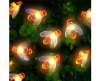 Solar LED bee fairy lights, 40 LED warm white outdoor waterproof fairy lights decorative for garden, party, wedding