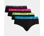 Bonds 4 Pack X-Temp Briefs Mens Cotton Sports Black Undies Underwear