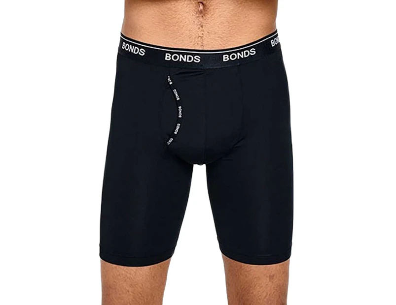 Bonds Guyfront Microfibre Long Trunks Mens Black Boxer Shorts Underwear