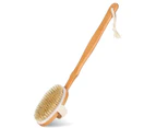 Back Shower Scrubber Brush Bath Scrubber Wood Long Handled Natural Cleaning