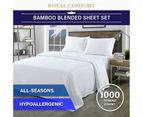 Royal Comfort Bamboo Blended Sheet & Pillowcases Set 1000TC Ultra Soft Bedding - Ivory