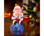 Electric Christmas Toy Santa Claus Bright Color Decorative Plastic Glowing Light Christmas Rotating Ball for Gifts-Blue