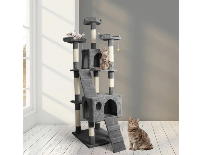 Pawz 184CM Cat Scratching Post Tree House Condo Furniture Scratcher Tower Grey