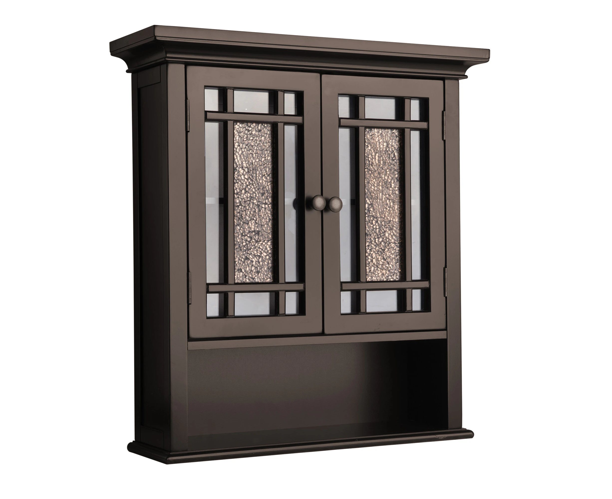 Teamson Home Windsor Wall Cabinet with Glass Mosaic Doors, Dark Espresso