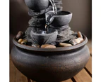 Zen Indoor Tabletop Fountain with LED Lights and Pump, Water Feature Table Fountains for Bedroom Living Room Office Decor, Stone Grey