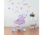 Teamson Kids - Twinkle Stars Princess 2-in-1 Baby Doll Stroller - Purple, My First Toy Baby Dolls Pram Little Girls Gift